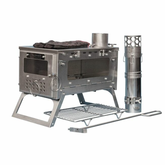 Fastfold Camping Stove S2WT Titanium - 2 windows | Bushmen